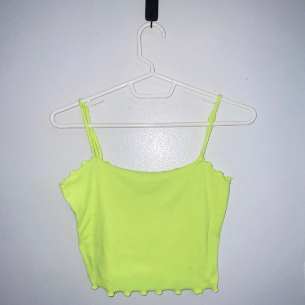 Neon Green Ruffled Ribbed Tanktop